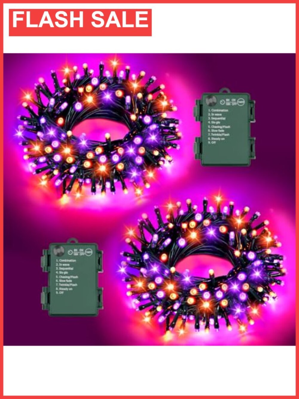 100 LED Halloween String Lights Battery Operated 8 Modes Timer Waterproof